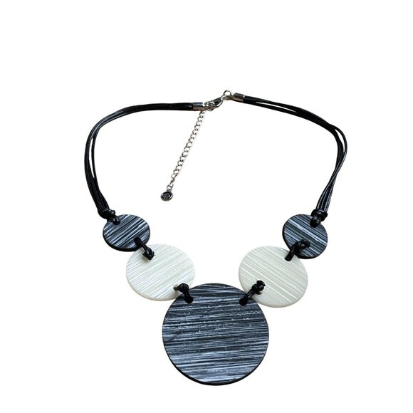 Cato Matte Acrylic Disks Necklace Black Cord Multi Stand 20 - 22 inches Long - Picture 1 of 4